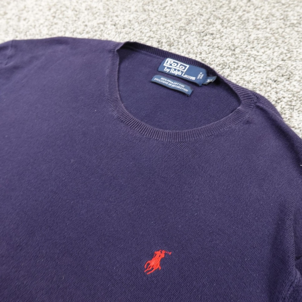 VTG Polo‎ Ralph Lauren Sweater Mens XL Blue Pony Pima Cotton Pullover Crewneck